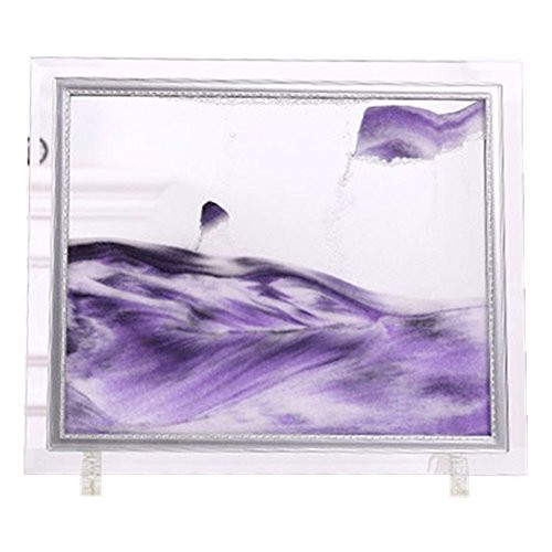 Yuanlar Deep Sea Moving Sand Art Picture Sandscapes in Motion Office Desktop Art Decor Toys (Purple, 7''x8.7'')