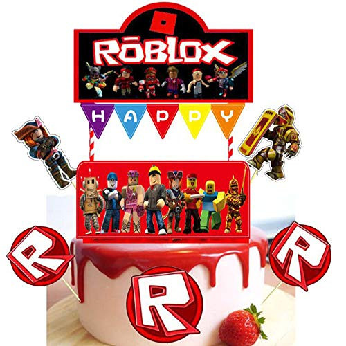 Roblox Party Supplies Cake Topper For Roblox Game Theme Happy Birthday Party Cupcake Decorations For Roblox Birthday Party Supplies For Kids.