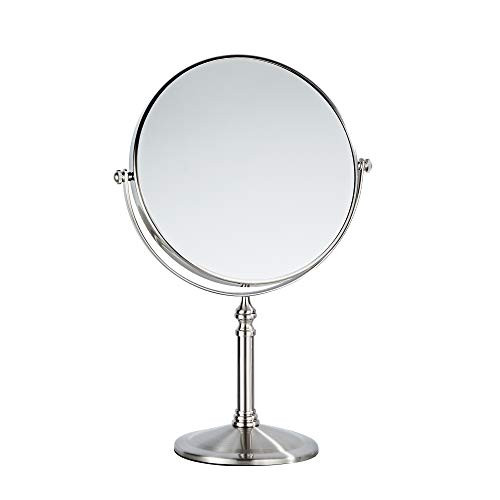 Fixsen 8-inch Two-Sided Magnifying Makeup Vanity Mirror Brushed Nickel 1X and 10X Magnification 360 Degree Rotation Portable Fixsen 8-inch Two-Sided Magnifying Makeup Vanity Mirror Brushed Nickel 1X and 10X Magnification 360 Degree Rotation Portable