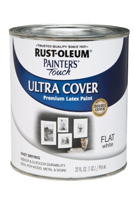 Rust-Oleum 1990730 Painter's Touch Latex Paint, Half Pint, Flat White