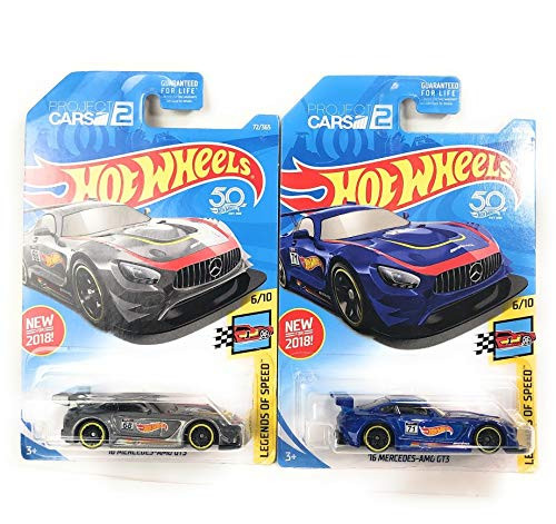 Hot Wheels Cars Variant Pair Bundle ('16 Mercedes-AMG GT3 Blue & Grey)