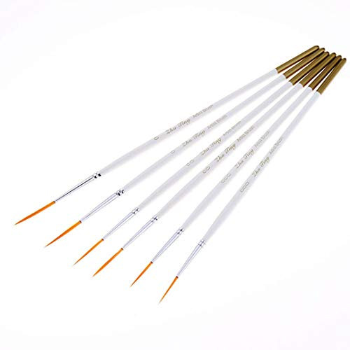 Fine Detail Brushes Set - 6Pcs Miniature Paint Brushes for Detailing & Art Painting - Acrylic, Watercolor, Oil - Miniatures, Models,Nail,Thin Line Painting