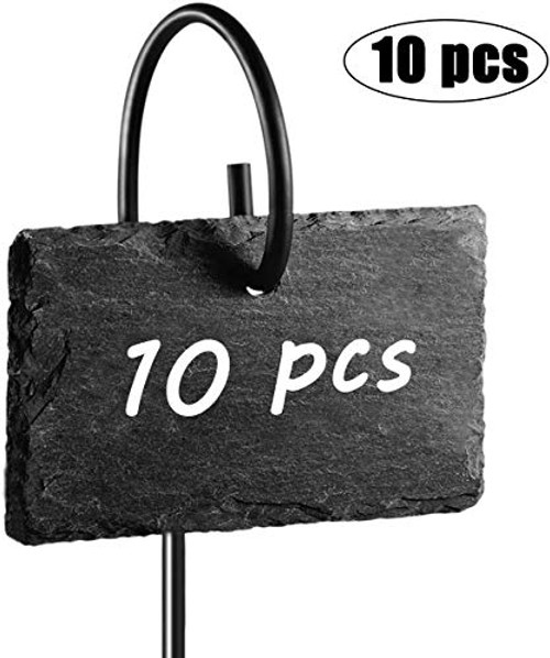 Homemaxs Plant Labels, 10pcs Garden Markers Signs Weatherproof Reusable Natural Slate Hanging Tags on Metal Hanger Rod Stakes Garden Labels for Flower Bed, Pots, Planters?10x7cm? Homemaxs Plant Labels, 10pcs Garden Markers Signs Weatherproof Reusable Natural Slate Hanging Tags on Metal Hanger Rod Stakes Garden Labels for Flower Bed, Pots, Planters?10x7cm?