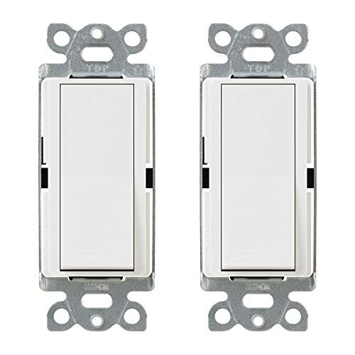 Lutron Claro On/Off Switch (2 Pack) | 15-Amp, Single-Pole | CA-1PS-WH | White