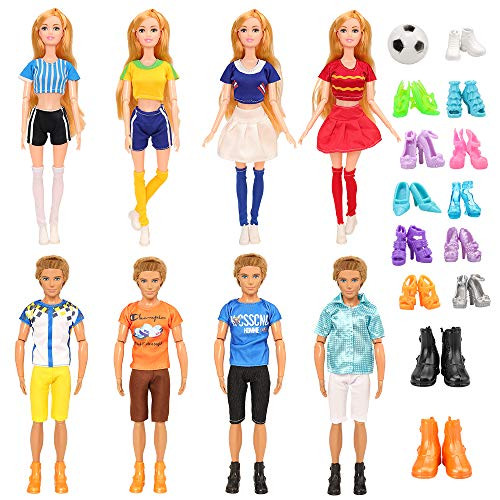 BM 19 Pieces Doll Clothes and Accessories Include 8 Set Doll and Ken Casual/Sport Cheering Wear Clothes Pants Outfits and 5 Pairs Shoes for Ken Dolls, a Football BM 19 Pieces Doll Clothes and Accessories Include 8 Set Doll and Ken Casual/Sport Cheering Wear Clothes Pants Outfits and 5 Pairs Shoes for Ken Dolls, a Football