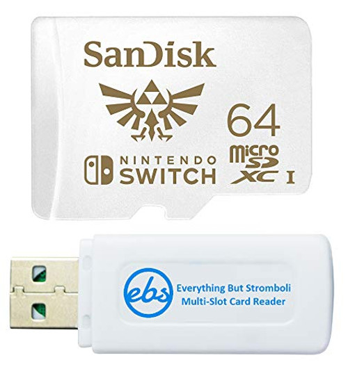 SanDisk 64GB Micro SD Card for Nintendo Switch Lite & Nintendo Switch 64 GB (SDSQXAT-064G-GNCZN) Bundle with (1) TF/Micro SDXC Memory Card Reader