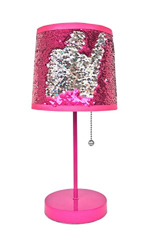 Urban Shop Sequin Shade Table Lamp, Pink/Silver