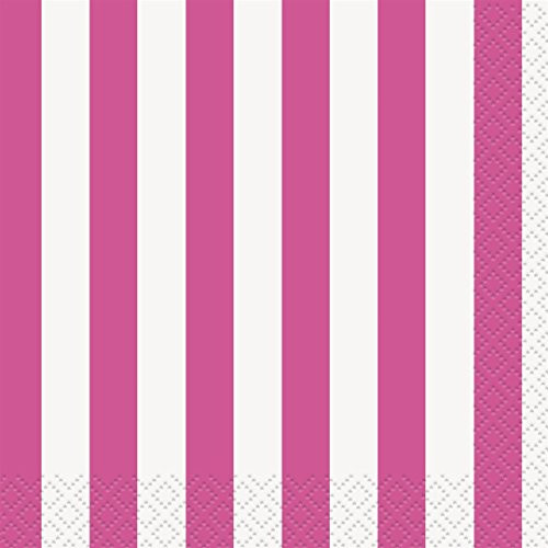 Hot Pink Striped Beverage Napkins, 16ct
