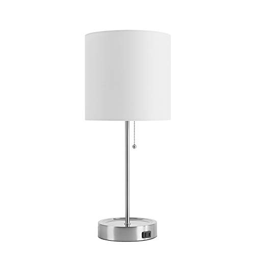Urban Shop Stick Table Lamp with Catch-All Base, Silver