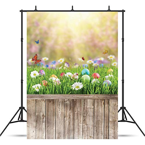 5x7ft Easter Eggs Photo Backdrops for Pictures Spring Natural Scenery Flowers Photography Background for Easter Decoration Photo Booth Studio Props FHJ-010