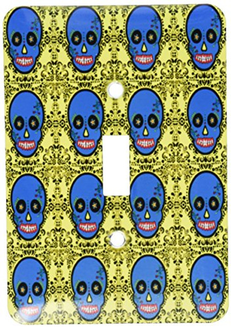3dRose lsp_28889_1 Day of The Dead Día de Los Muertos Sugar Skull Print Blue Yellow Toggle Switch