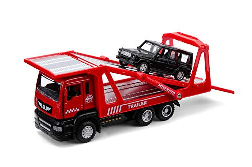 haomsj Toy Tow Truck Pull Back Transport Car Carrier Truck Toy for Boys and Girls, Lights and Sound (Vehicle Carrier)