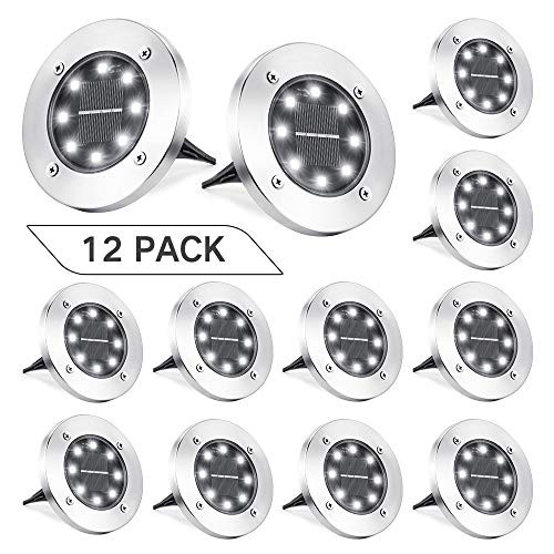Joomer Solar Ground Lights, 12 Pack 8 LED Solar Pathway Lights Waterproof In-Ground Outdoor Landscape Lighting Solar Disk Lights for Patio Pathway Lawn Yard Driveway Walkway (White) Joomer Solar Ground Lights, 12 Pack 8 LED Solar Pathway Lights Waterproof In-Ground Outdoor Landscape Lighting Solar Disk Lights for Patio Pathway Lawn Yard Driveway Walkway (White)