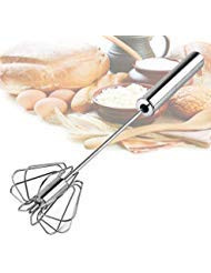 Stainless Steel Egg Whisk, Hand Push Newness Whisk Blender, Semi Automatic Rotary Egg Beater, Milk Frother, Hand Push Mixer Stirrer Kitchen Utensil for Whisking, Mixing, Blending, Stirring