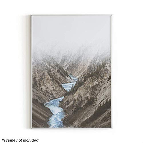 Nature Wall Decor and Minimalist Art By Haus and Hues | Mountain Wall Art, Landscape Poster, Outdoor Wall Art, Nature Art, Mountain Decor, Cool Posters for Guys, Camping Decor, 12 x 16 (Rivers)