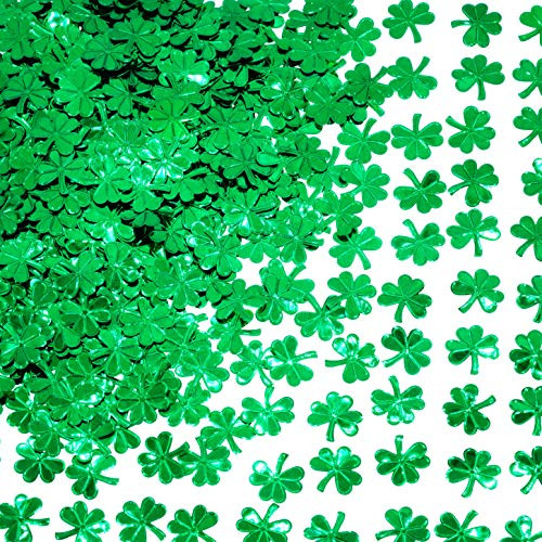 Green Party Table Scatter Confetti - St. Patrick's Day Shamrock Foil Metallic Sequins Confetti Lucky Irish Clover Party Sprinkles Confetti Decorations, 60g