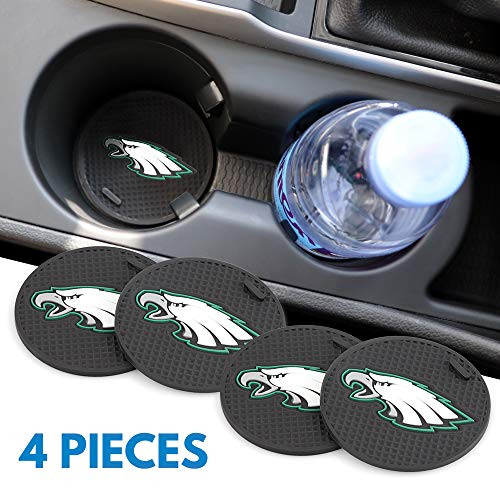 Ysiueng 4 Pack Anti Slip Cup Mat 2.75 inch for Philadelphia Eagles Car Interior Accessories Silicone Car Coaster for All Vehicles