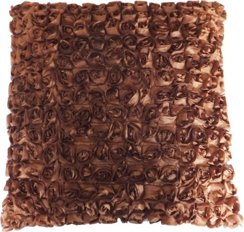 Blue Dolphin Decorative 3D Small Roses Floral Throw Pillow Cover 17" Brown
