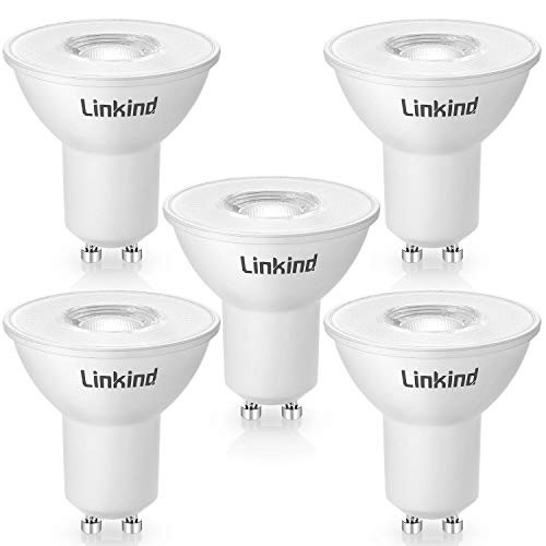 GU10 Dimmable LED Bulbs, Linkind 50W Halogen Lamps Equivalent, MR16 5W 530 Lumens 5000k Daylight White, Track Light, Recessed Lighting, UL Listed, Energy Star, Pack of 5