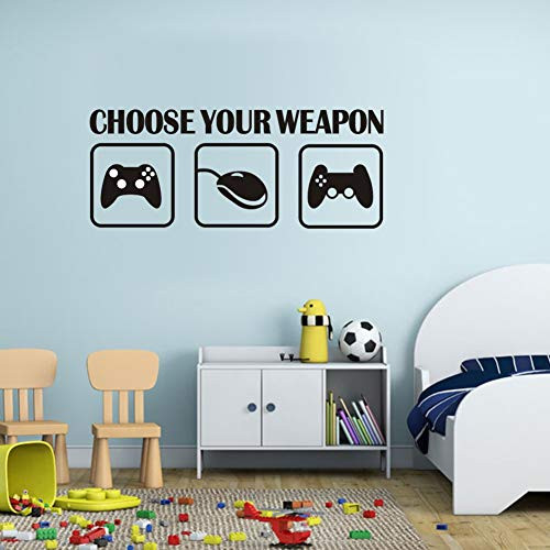 Video Gamer Wall Sticker,(Black) Vinyl Game Controllers Decal Gaming Quote Joysticks Wall Art Lettering Sticker for Teen Play Room Decor-"Choose Your Weapon"