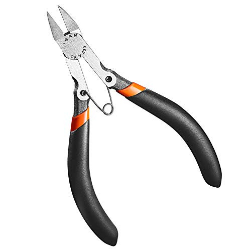 IGAN-330 Wire Flush Cutters, Electronic Model Sprue Wire Clippers, Ultra Sharp and Powerful CR-V Side Cutting nippers, Ideal for Clean Cut and Precision Cutting Needs, Black