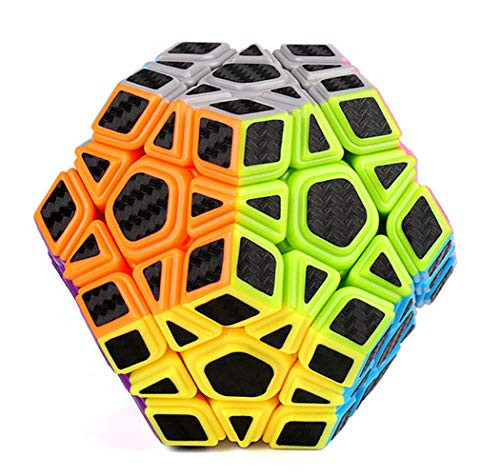 CFMOUR Megaminx Speed Cube, Rubiks Cube, Rubix Cube,Smooth Magic Cube?Carbon Fiber Sticker Pentagonal Dodecahedron Cube, Black