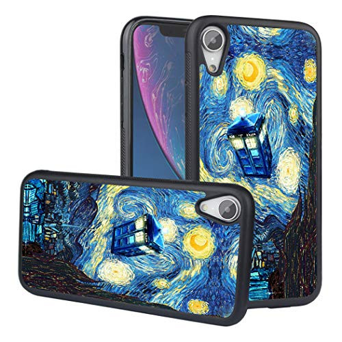 LEALIN iPhone XR Case, The Starry Night Doctor Who Antiskid Handle Black TPU Phone Case for iPhone XR Cover