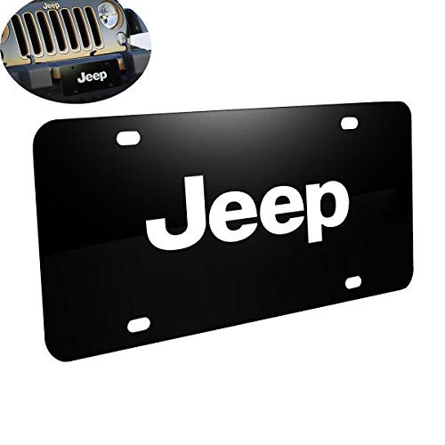 Goodcover Heavy Stainless Steel Jeep Logo License Plate Cover,License Plate Frame for Jeep?Decorate Your car License Plate Front