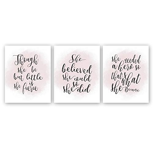 Inspirational Quotes Art Print Watercolor Words Sayings Poster Set of 3 (10 X 8  Motivational Phrases Canvas Wall Art For Girls Women Bedroom Home Decor, No Frame