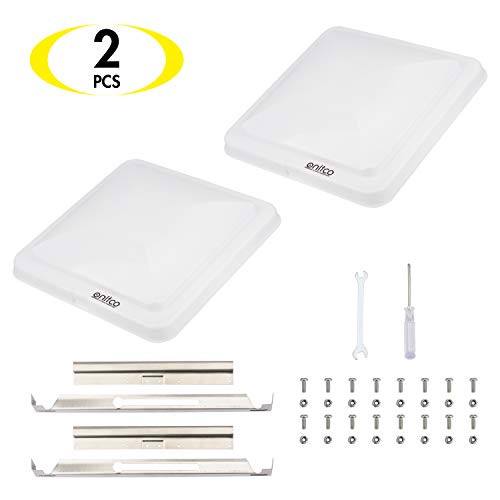 ONLTCO RV Vent Lid Replacement RV Vent Cover, Trailer, Camper, Motorhome Roof Vent Cover White Stainless Steel Hinge 2 Pack
