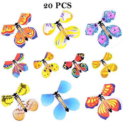 Hotusi 20Pcs Magic Fairy Flying Butterfly Wind up Butterfly Toy for Birthday Anniversary Wedding/Surprise Gift or Party Playing