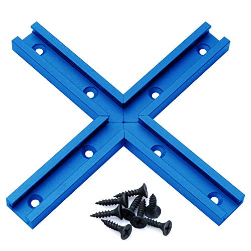 T-track Intersection Kit with Wood ScrewsDouble Cut Profile Universal with Predrilled Mounting Holes -Woodworking and Clamps  Fine Sandblast Anodized - 1 PK (Blue)