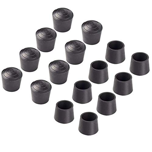 WeTest Pack of 16 Rubber Chair Leg Tips Caps, 7/8 inch Table Leg Caps, Black