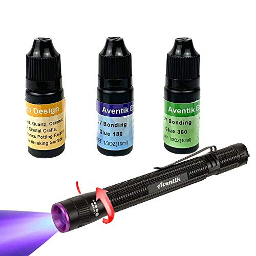 D Aventik Edison Design Three Best Selected Bonding UV Glues Combo Tool Kit with 395nm Zoom-able Pen Most Versatile Application in Bonding Plastic Welding