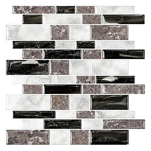 STICKGOO Marble Look Peel and Stick Backsplash, Kitchen Backsplash Peel and Stick Tile, Decorative Self Adhesive Backsplash Tiles in Granite (Pack of 1, Thicker Design)