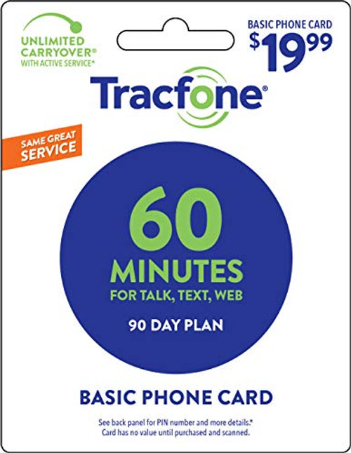 Tracfone 60 Minute Card + 90 days of Service - Airtime Card Refill - PIN # Number (Tracfone USA Only)