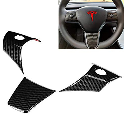 Tesla Steering Wheel Sequins,Model 3 / Tesla Model Y Carbon Fiber Steering Wheel Decoration Stickers, Used for Tesla Model 3 Carbon Fiber Steering Wheel Decoration Stickers, Decorative Frame