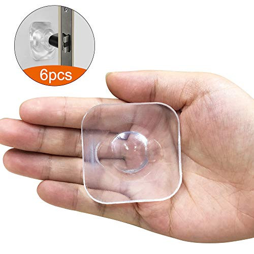 Door Stopper Wall Protector(6Pcs), Reusable Wall Bumper Shield & Silencer, Door Knob Guard with Self Adhesive for Protecting Wall, Doorknobs, Refrigerator Door, Cabinets