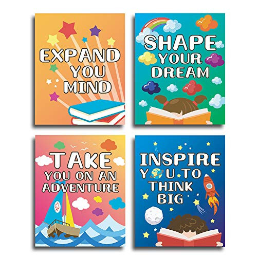 HPNIUB Colorful Classroom Art Print,Set of 4 (8X10), Inspirational Words Motivational Saying Canvas Poster, Rainbow Star Clouds Earth Watercolor Wall Decoration for Nursery Classroom Kids Playroom Bedroom, No Frame HPNIUB Colorful Classroom Art Print,Set of 4 (8X10), Inspirational Words Motivational Saying Canvas Poster, Rainbow Star Clouds Earth Watercolor Wall Decoration for Nursery Classroom Kids Playroom Bedroom, No Frame
