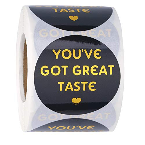 WRAPAHOLIC You've Got Great Taste Stickers - Gold Foil Black Business Thank You Stickers, Shipping Stickers - 2 x 2 Inch 500 Total Labels WRAPAHOLIC You've Got Great Taste Stickers - Gold Foil Black Business Thank You Stickers, Shipping Stickers - 2 x 2 Inch 500 Total Labels