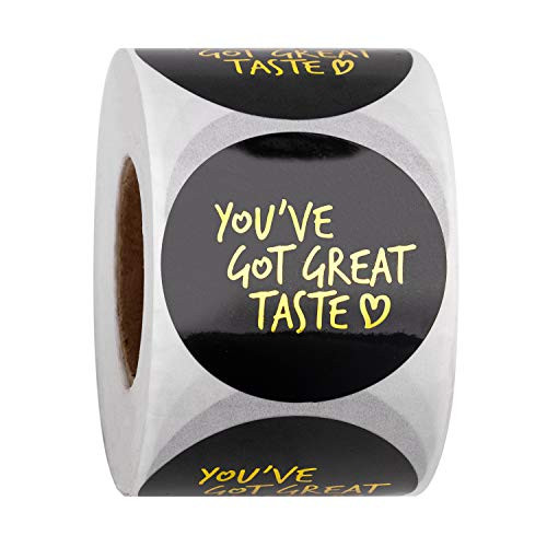 WRAPAHOLIC You've Got Great Taste Stickers - Black Background Gold Foil Business Thank You Stickers, Shipping Stickers - 2 x 2 Inch 500 Total Labels WRAPAHOLIC You've Got Great Taste Stickers - Black Background Gold Foil Business Thank You Stickers, Shipping Stickers - 2 x 2 Inch 500 Total Labels