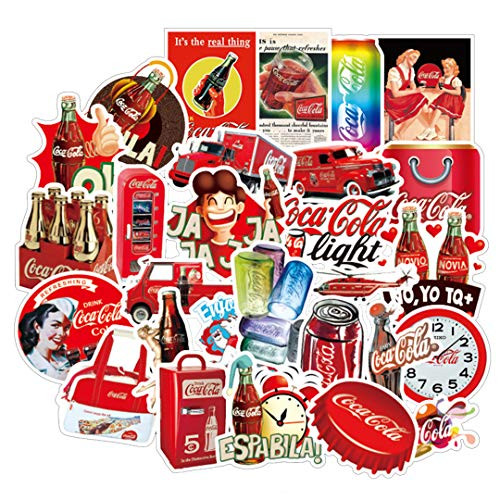 [FOCUS's Stickers]50Pcs Fashion Coke Stickers for Laptop Cellphone Water Bottle Hydro Flask Skateboard Luggage Car Bumper, etc FJKT