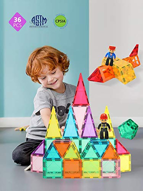 Mag-wisdom Kids Magnet Toys Magnet Building Tiles 36 Pcs 3D Children Magnetic Building Blocks Set Educational Toys for Kids