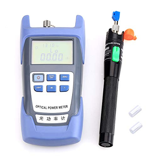 Fiber Optic Power Meter with Aluminum Visual Fault Locator FC-LC Adapter Fiber Optic Cable Tester Test Test Tool for CATV Telecommunications Engineering Maintenance