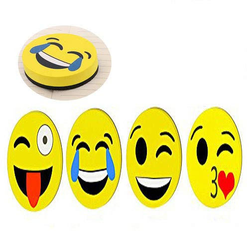 Sohapy 2''x2'' Magnetic Emoji Smiley Circular Whiteboard Dry Eraser, for Kids, School, Teachers, Students, Home, Classroom,Office - Pack of 12