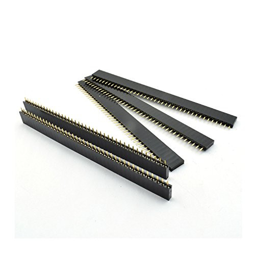 ZYAMY 10pcs 2.54mm 40Pin Female Socket Pin Header Strip 1x40P Single Row Straight Female Socket Pin Header Strip Connector Black