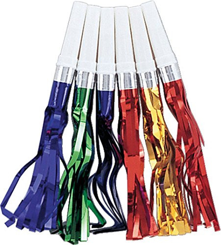 Creative Converting 12 Count Fringed Foil Party Horns, Multicolor