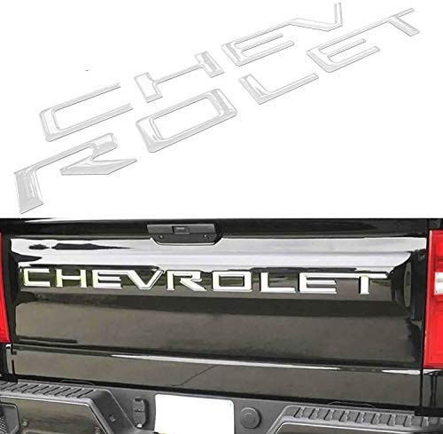Tailgate Inserts Letters for 2019 2020 Silverado, 3D Raised & Strong Adhesive Decals Letters, Tailgate Emblems Inserts Letters - (Chrome Silver) Tailgate Inserts Letters for 2019 2020 Silverado, 3D Raised & Strong Adhesive Decals Letters, Tailgate Emblems Inserts Letters - (Chrome Silver)