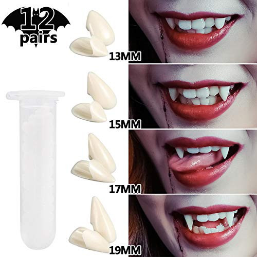 Nobie vivid Vampire Teeth with Adhesive, Halloween Decorations Vampire Fangs, Halloween Party Cosplay Props, 12 Pairs(13mm, 15mm, 17mm,19mm) Nobie vivid Vampire Teeth with Adhesive, Halloween Decorations Vampire Fangs, Halloween Party Cosplay Props, 12 Pairs(13mm, 15mm, 17mm,19mm)