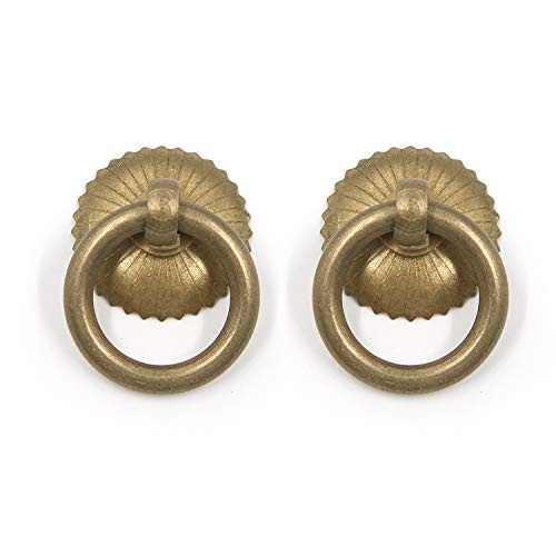 FarBoat Cabinet Ring Pulls Dresser Knobs Antique Retro Vintage Metal Copper Hardware for Furniture Dresser Drawer Cabinet Cupboard Wardrobe with Screws (Bronze, 30mm/1.2inch)